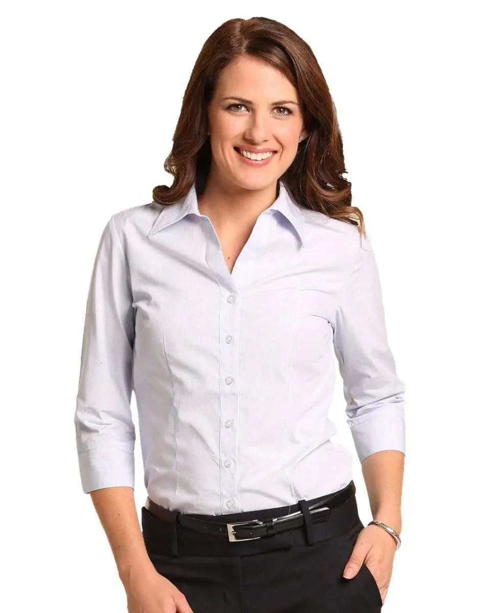 BENCHMARK Women's Mini Check 3/4 Shirt M8360Q Corporate Wear Benchmark